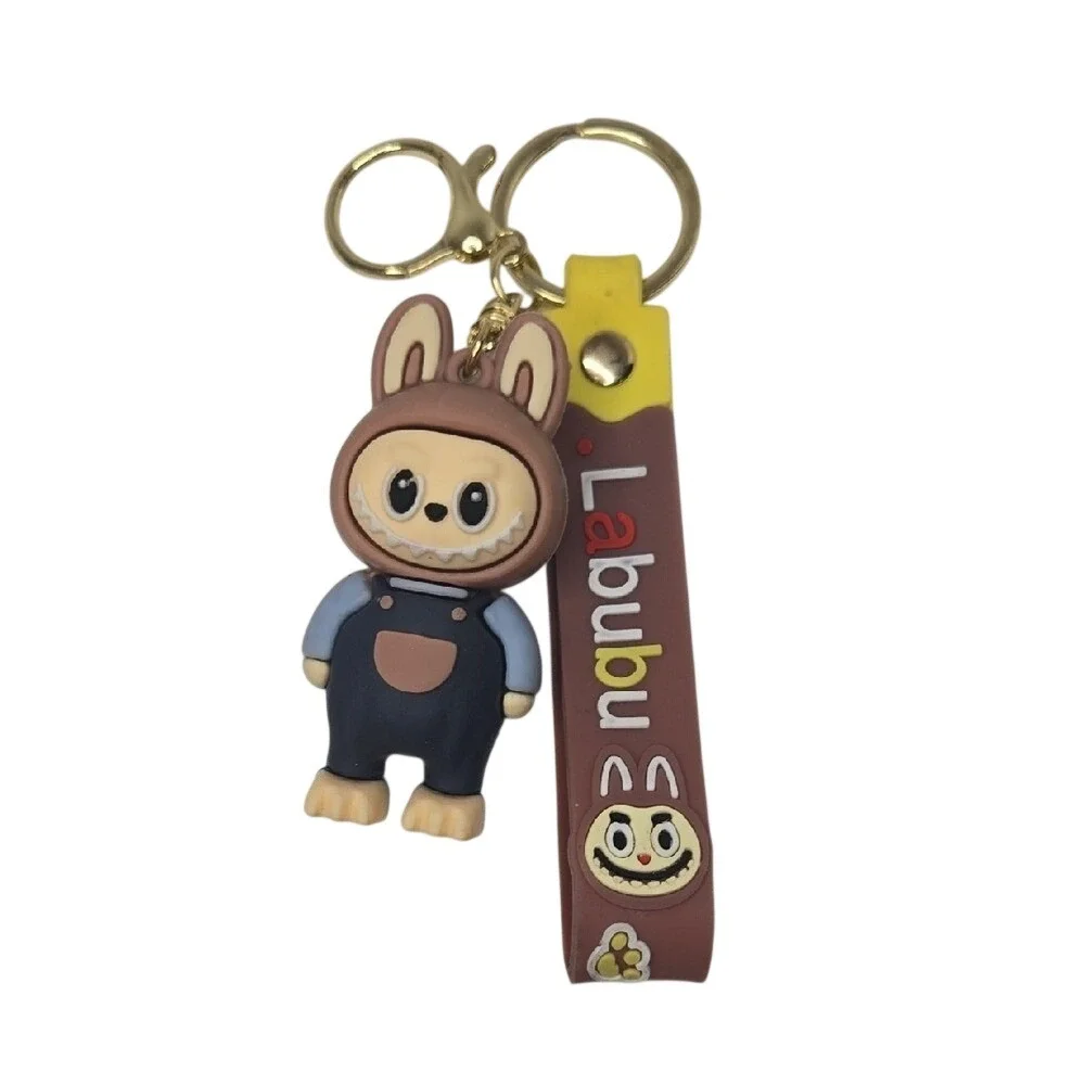 Labubu The Monsters Overall Silicone Figurine Gold Keychain with Strap Unbranded